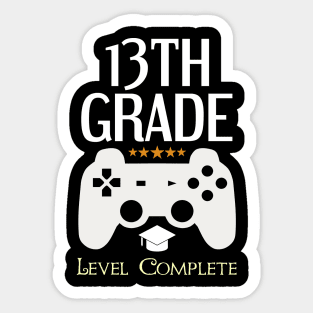 13th Grade Level Complete Video Gamer Graduation Sticker